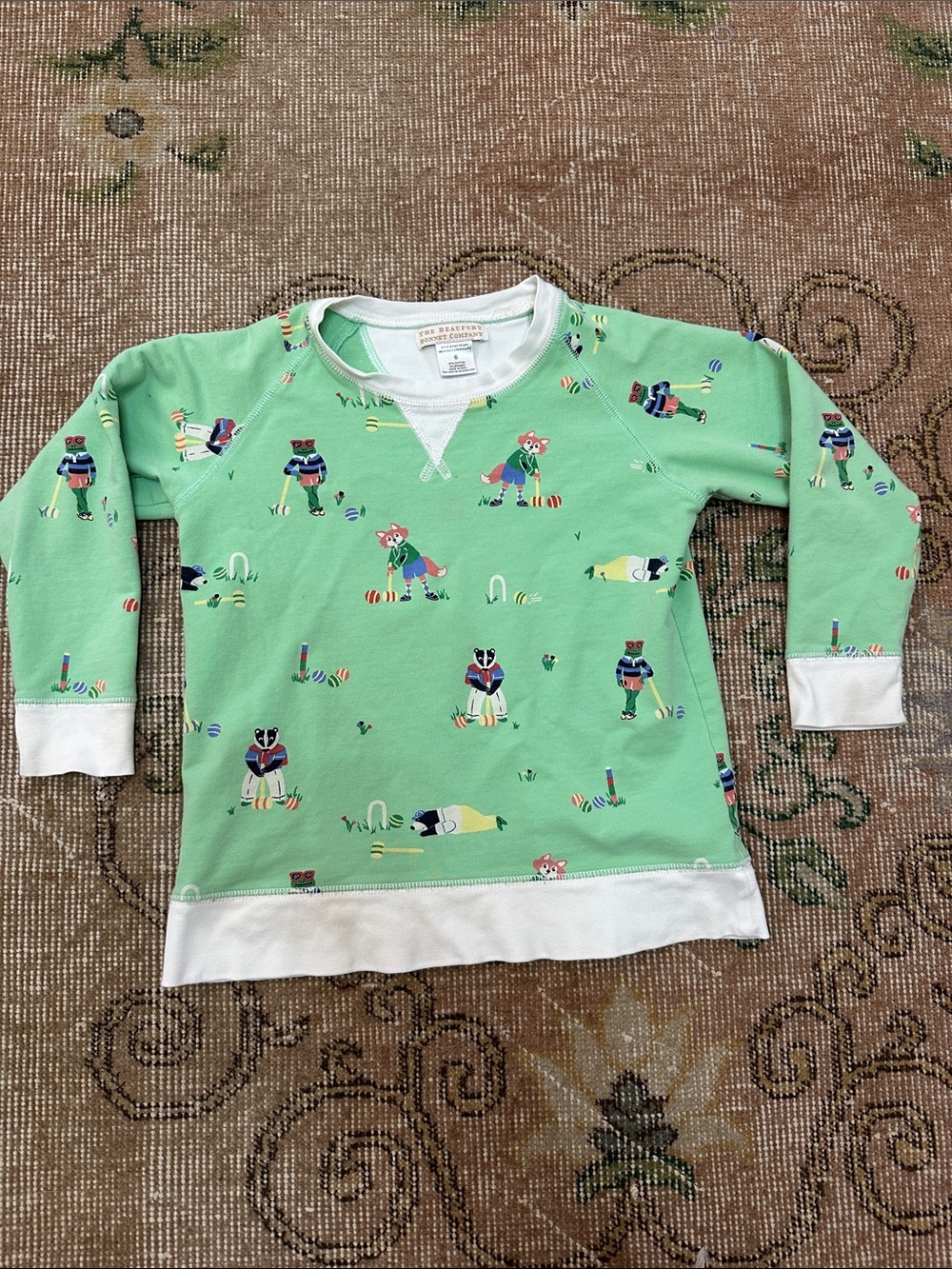The Beaufort Bonnet Company Mint Green Animal Print Sweatshirt
